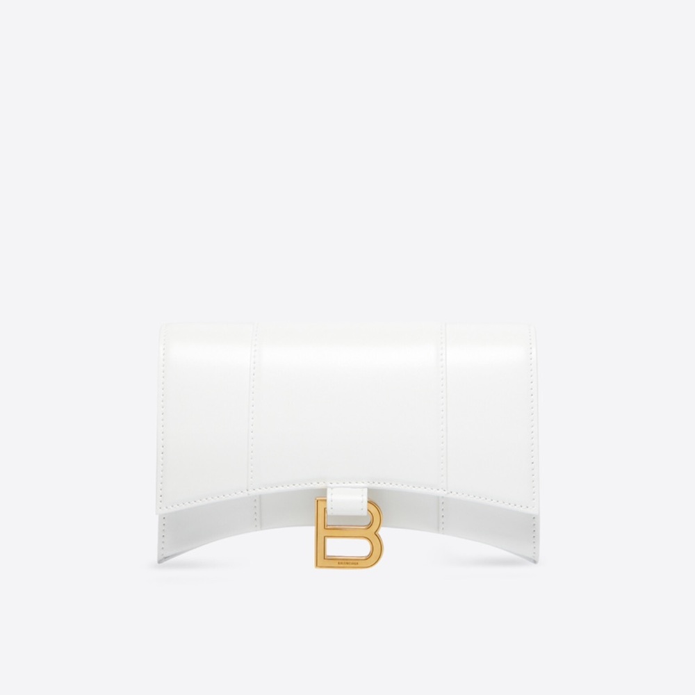 Balenciaga HOURGLASS WALLET ON CHAIN BOX IN WHITE